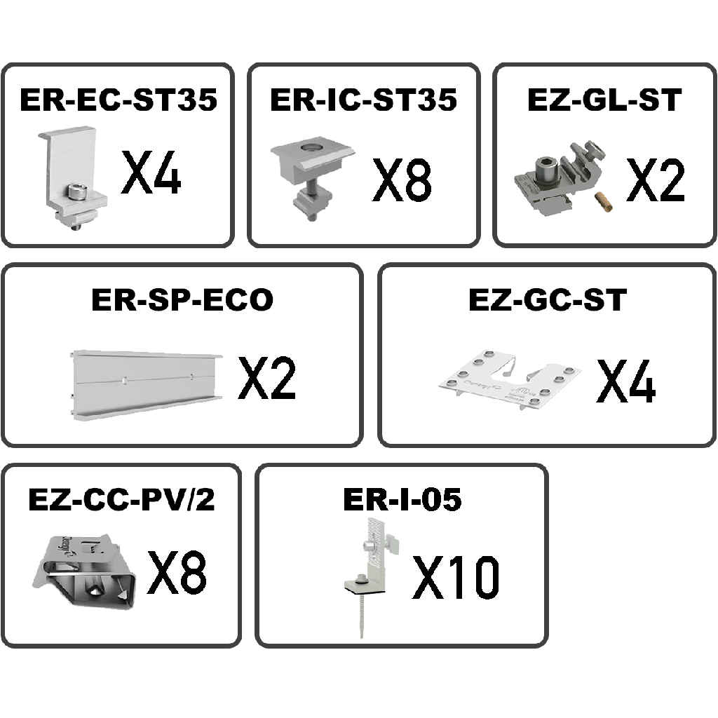 Clenergy - 4 panel tin kit with 35mm clamps