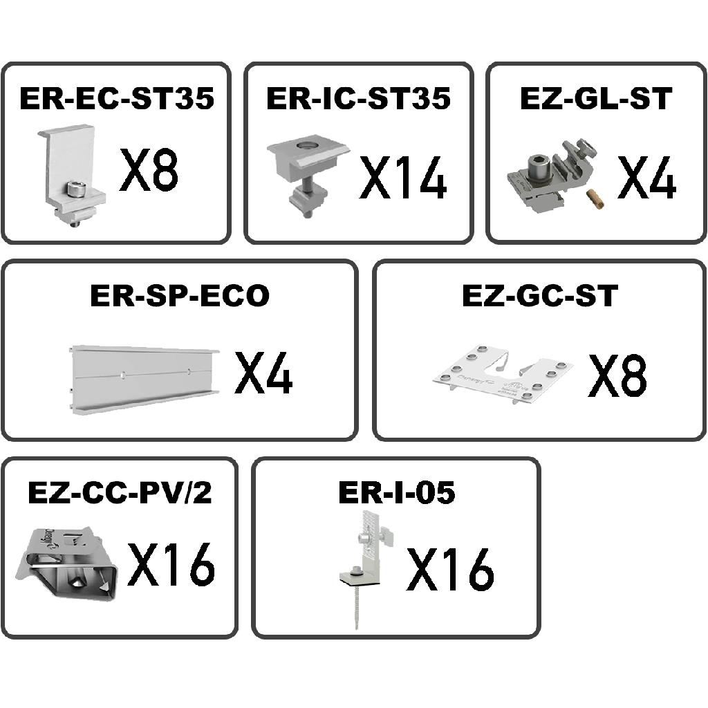 Clenergy - 8 panel tin kit with 35mm clamps