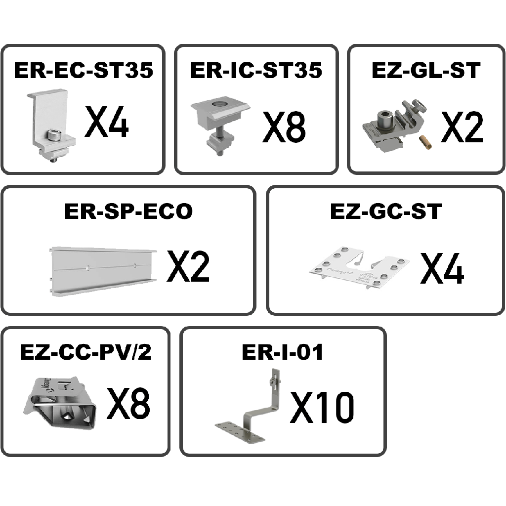 Clenergy - 4 panel tile kit with 35mm clamps