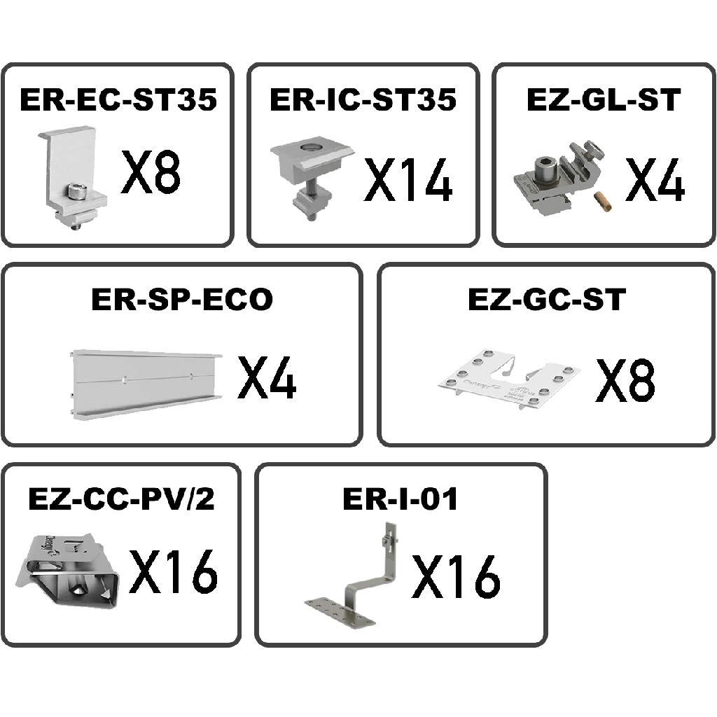 Clenergy - 8 panel tile kit with 35mm clamps