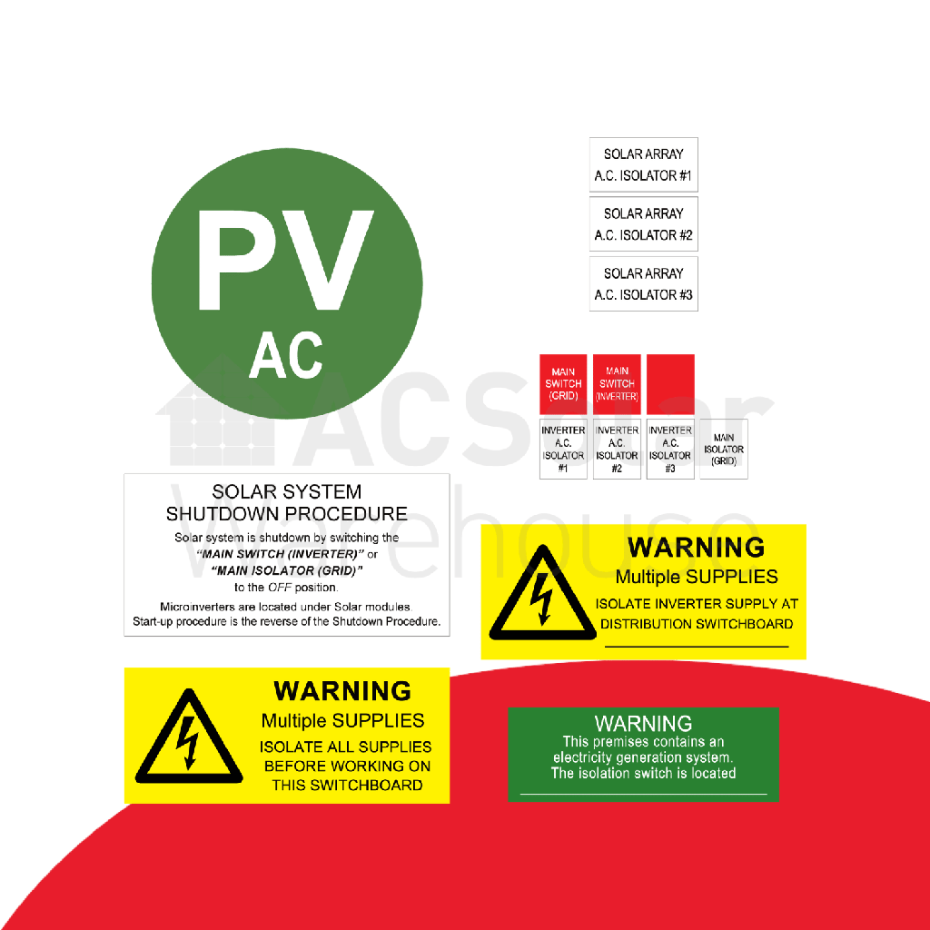 Microinverter system label kit (AS/NZS 4777.1 2024)