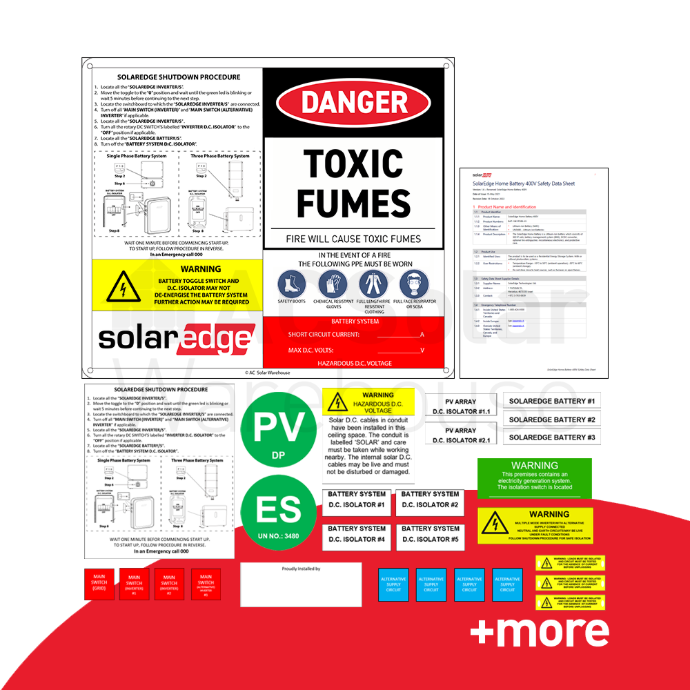 [ACSW-LABEL-SOLAREDGE-HYBRID-PRO] Solaredge battery - Pro plaque label kit